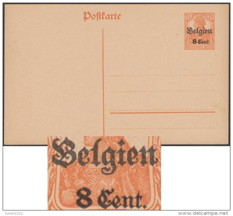 Belgique 1917. Carte Provisoire Avec Double Surcharge (n° 14). Surcharges Très éloignées - German Occupation