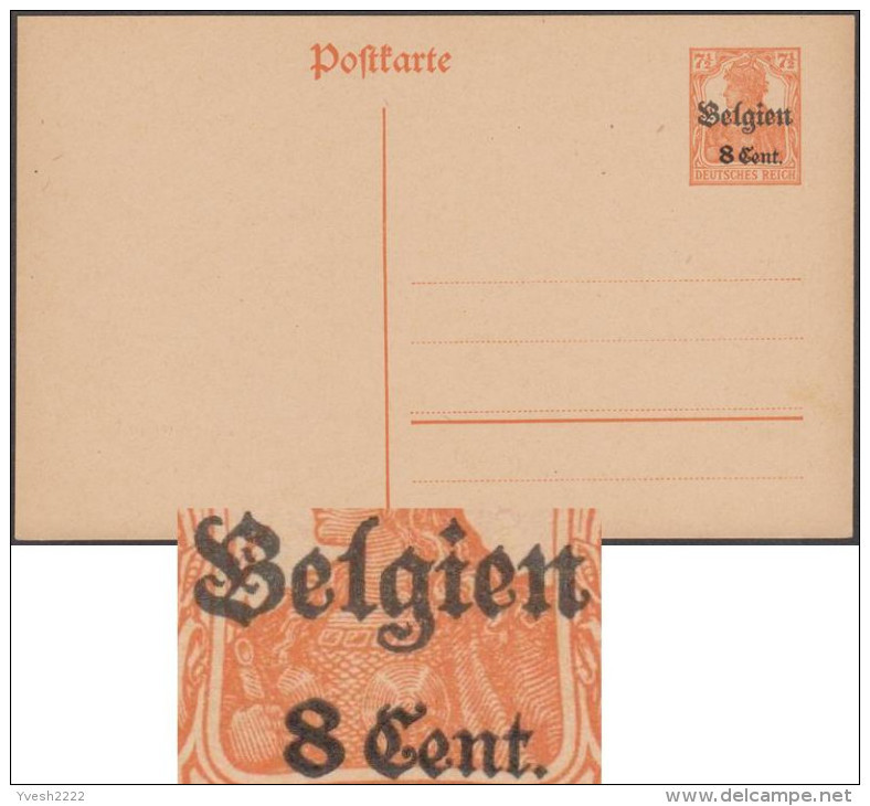 Belgique 1917. Carte Provisoire Avec Double Surcharge (n° 14). Surcharges Très éloignées - Deutsche Besatzung