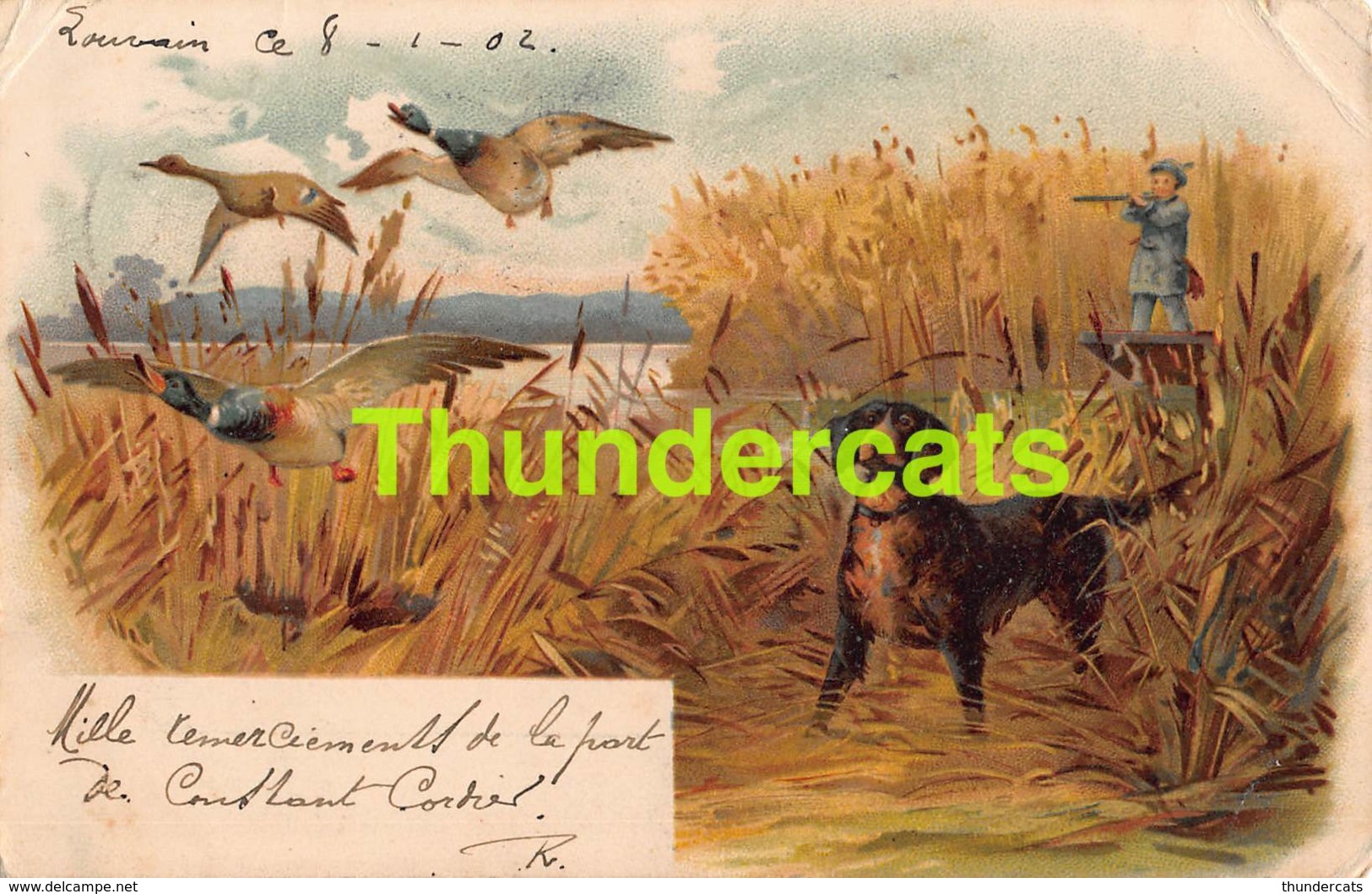 CPA LITHO CHIEN LA CHASSE LITHO CARD DOG HUNT HUNTING (  CONDITION !! PLIS D'ANGLE - CORNER CREASES ) - Chasse