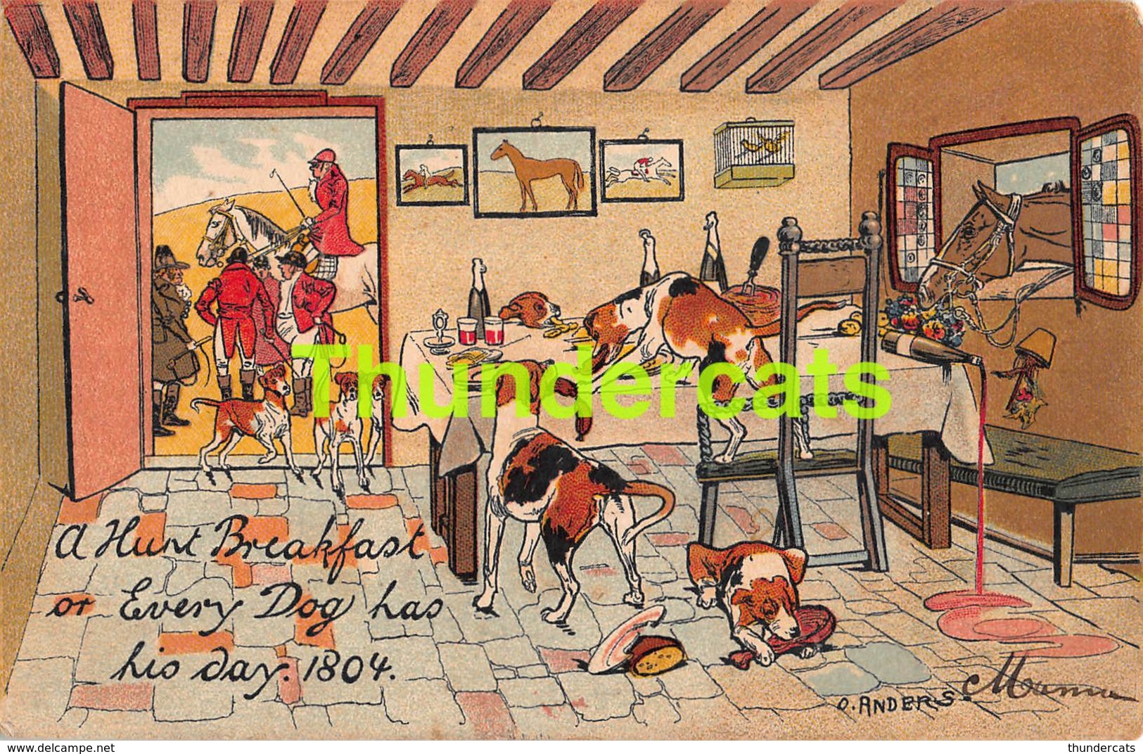 CPA LITHO ILLUSTRATEUR O ANDERS  LA CHASSE CHIEN LITHO CARD HUNT HUNTING DOG HORSE - Hunting