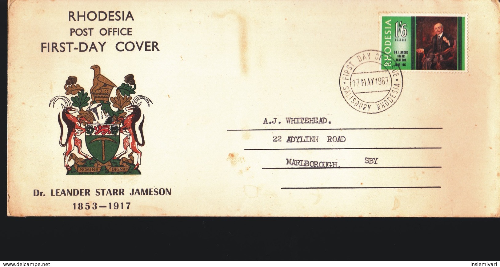 RHODESIA 1967 - BUSTA FDC "RHODESIANI FAMOSI".ANNULLO SALISBURY. - Altri - Africa