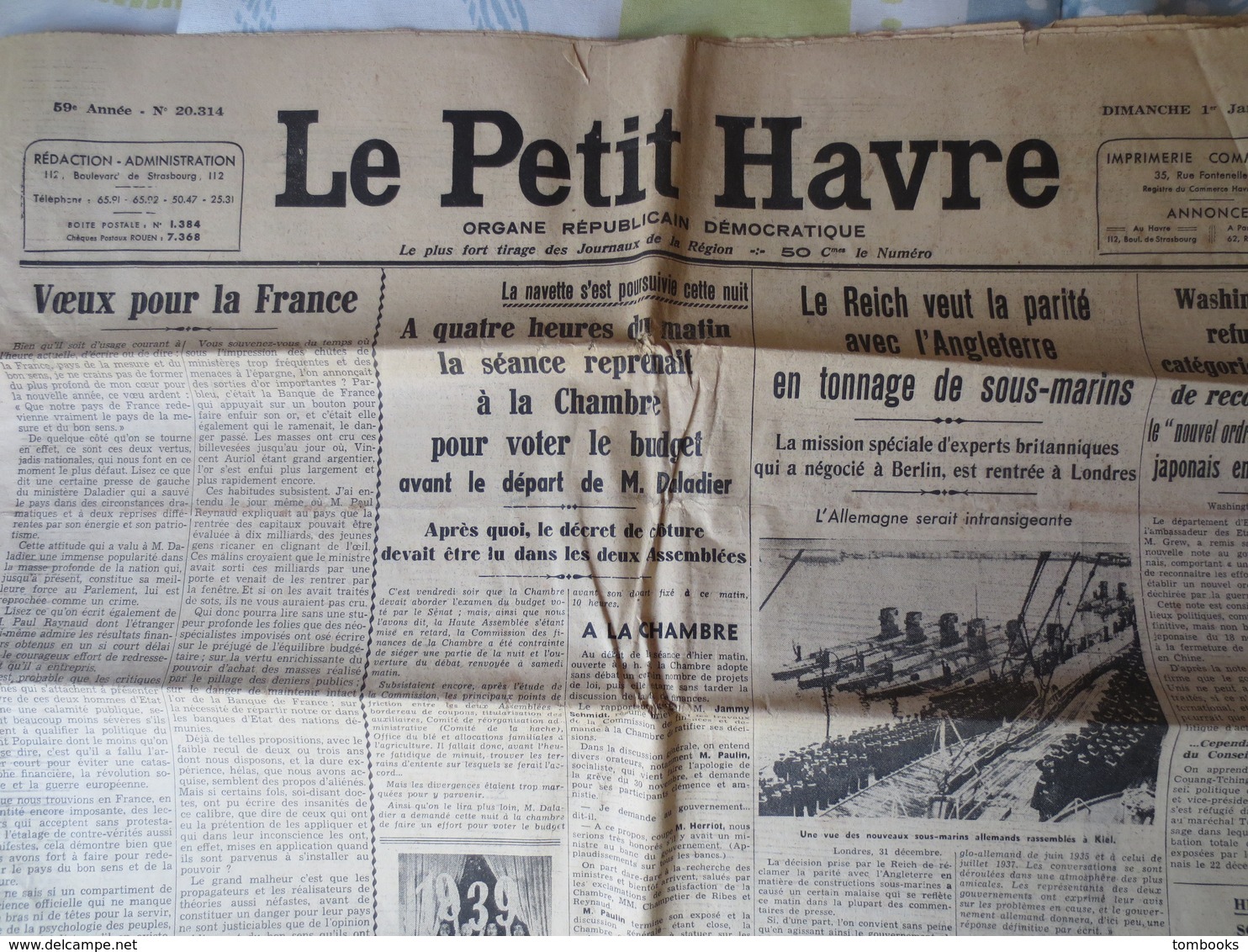 Le Havre - Le Petit Havre - Journal - Dimanche 1 Janvier 1939 - B.E N° 20314 - - Le Peuple