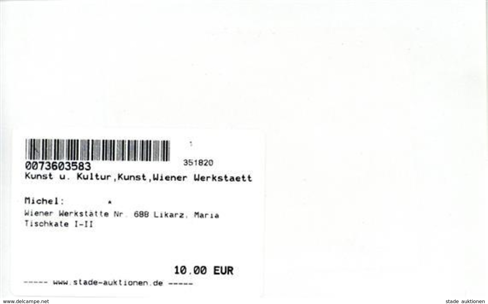 Wiener Werkstätte Nr. 688 Likarz, Maria Tischkarte I-II - Other & Unclassified