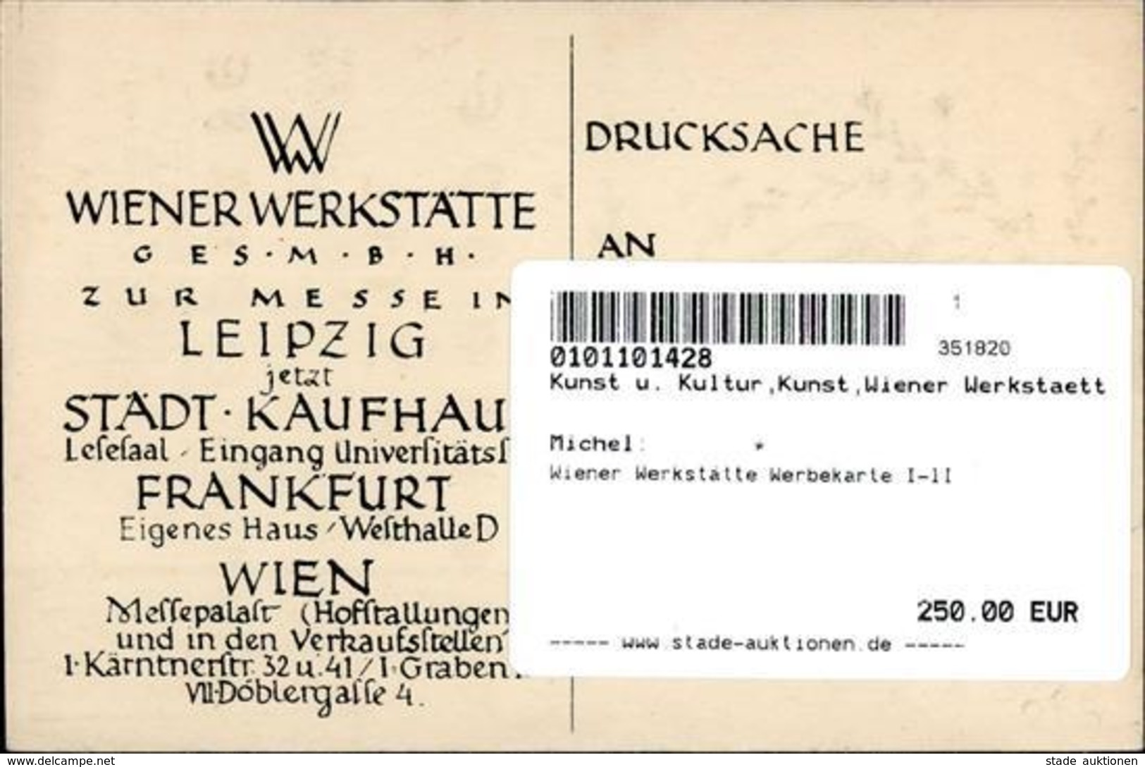 Wiener Werkstätte Werbekarte I-II - Sonstige & Ohne Zuordnung