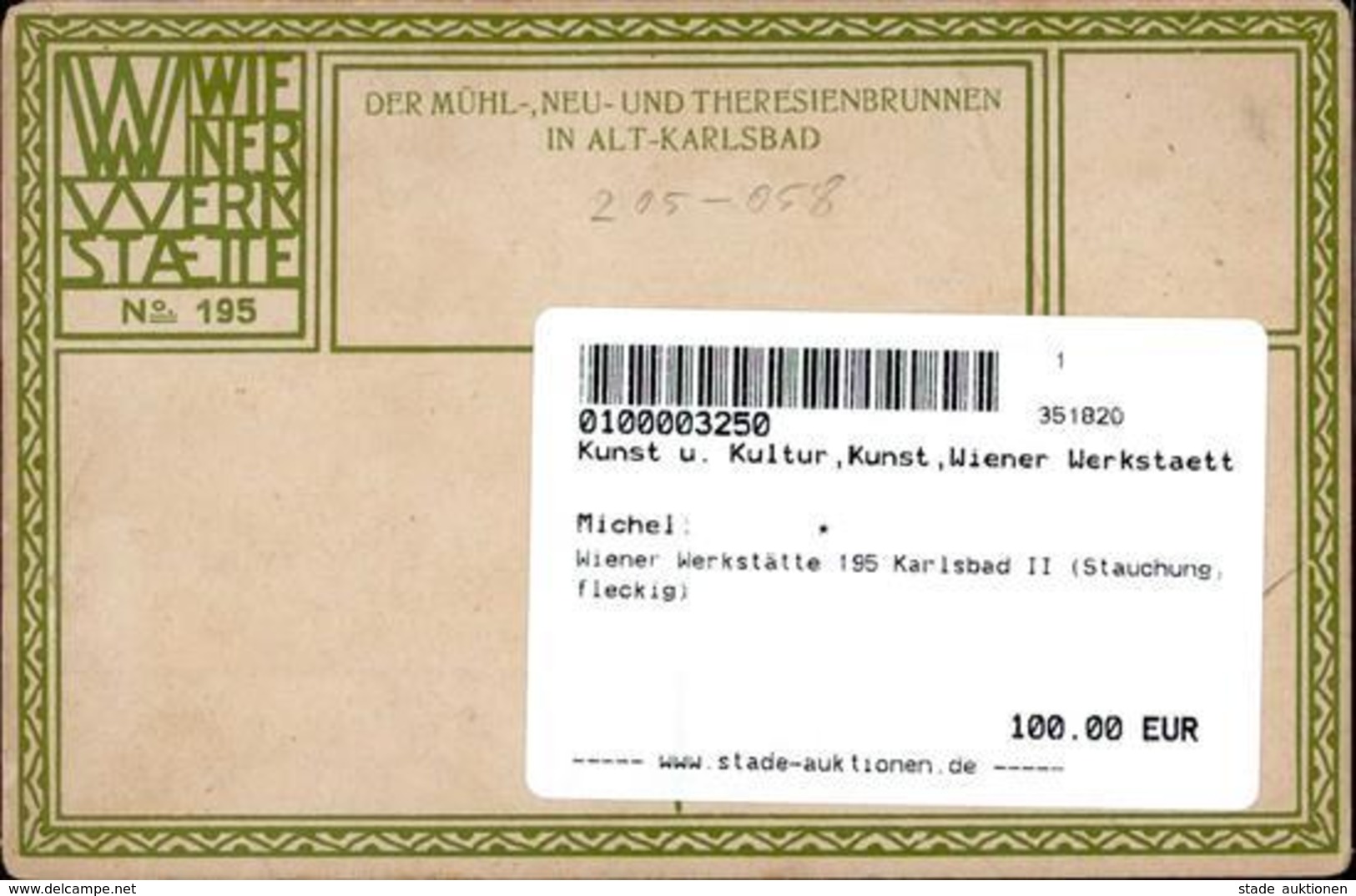 Wiener Werkstätte 195 Karlsbad II (Stauchung, Fleckig) - Sonstige & Ohne Zuordnung