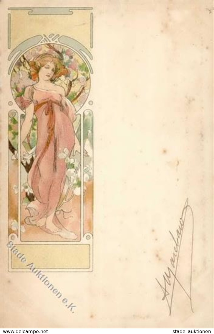 Mucha, Alfons Autumn Künstler-Karte II (fleckig) - Mucha, Alphonse