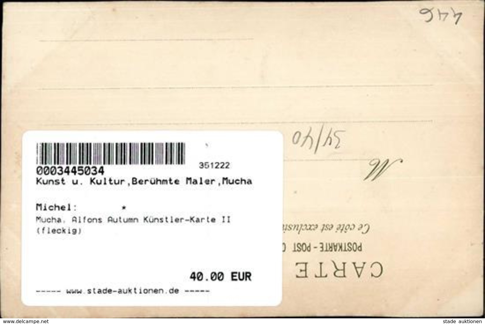 Mucha, Alfons Autumn Künstler-Karte II (fleckig) - Mucha, Alphonse