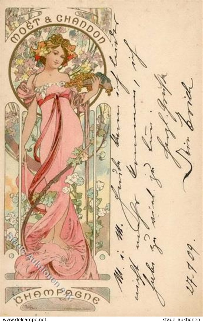 Mucha, Alfons Champagne Moet & Chandon Künstler-Karte 1909 I-II - Mucha, Alphonse