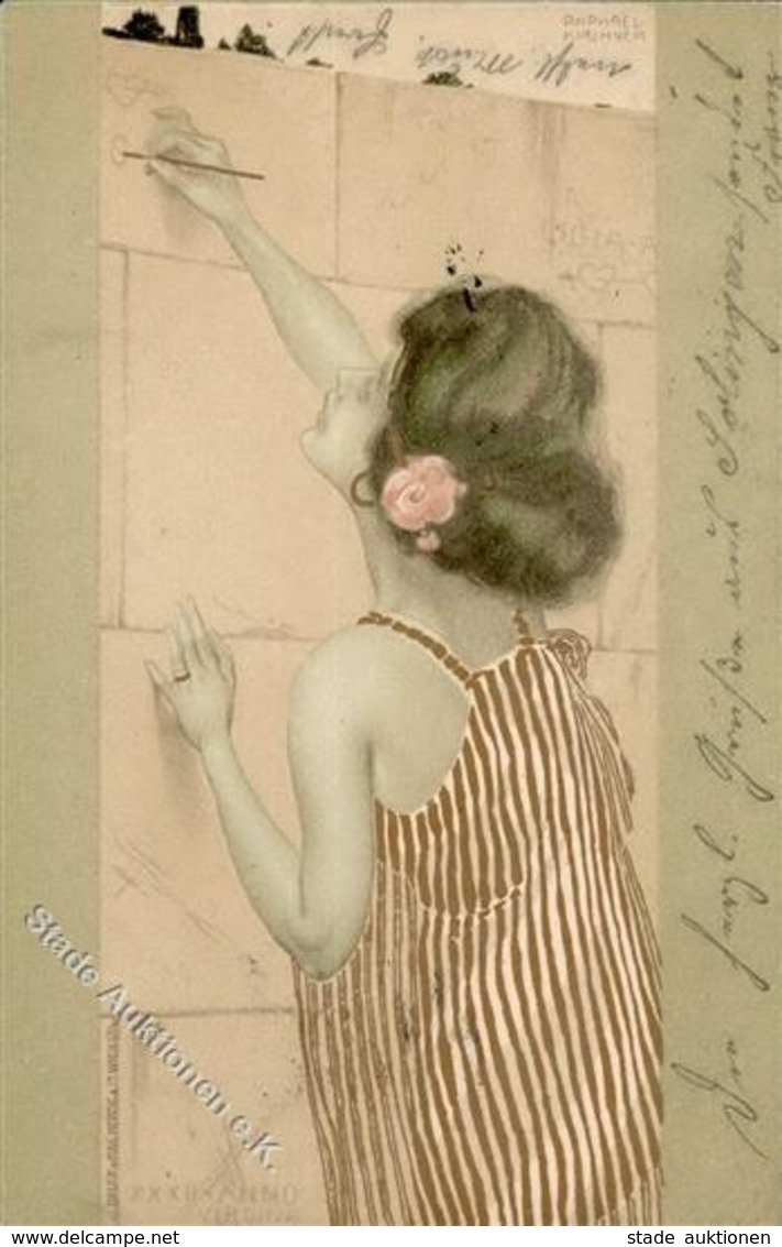 Kirchner, R. Frau  Künstlerkarte 1902 I-II (fleckig) - Kirchner, Raphael