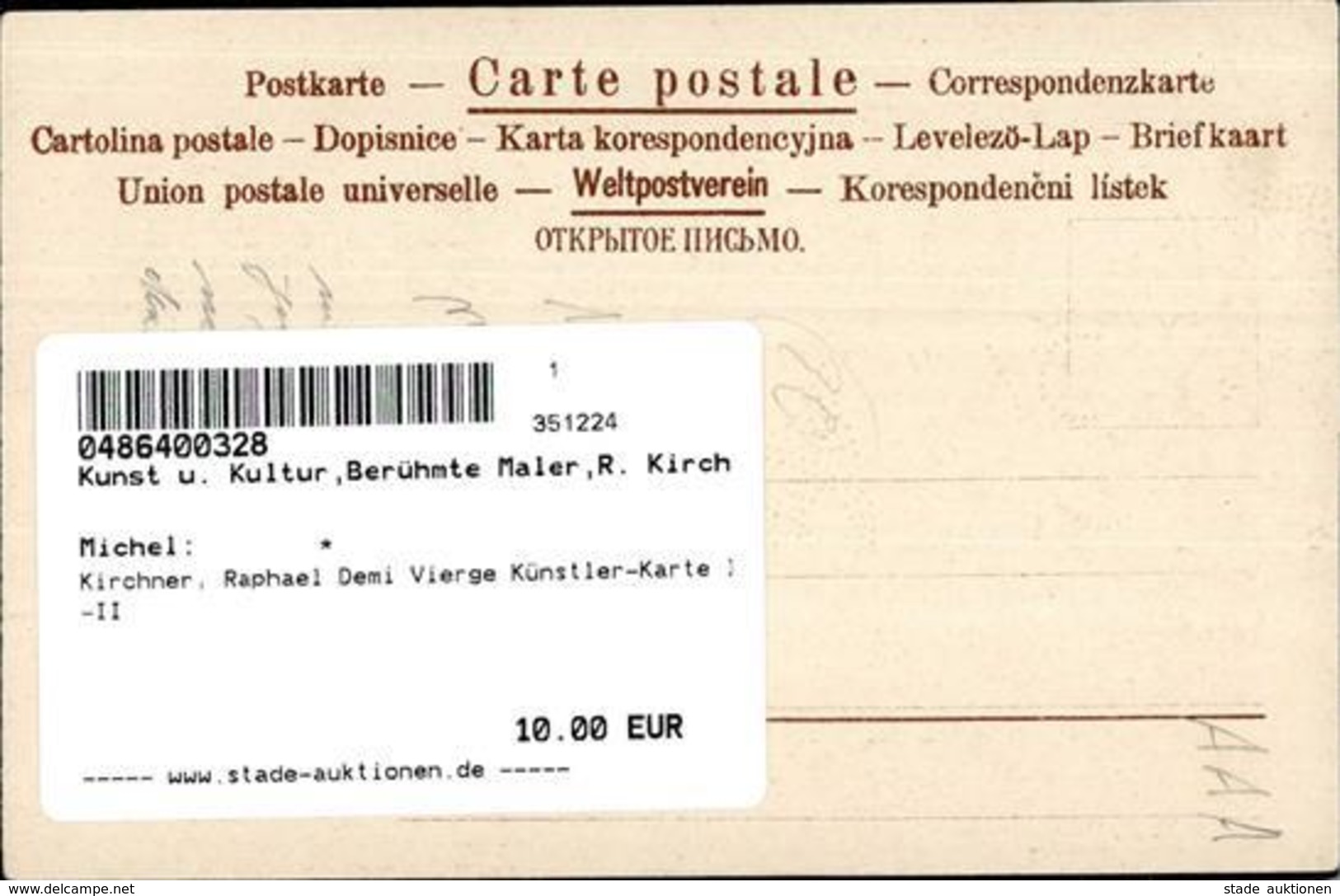 Kirchner, Raphael Demi Vierge Künstler-Karte I-II - Kirchner, Raphael