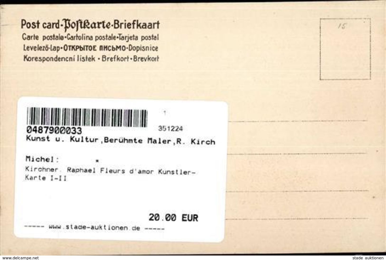 Kirchner, Raphael Fleurs D'amor Künstler-Karte I-II - Kirchner, Raphael