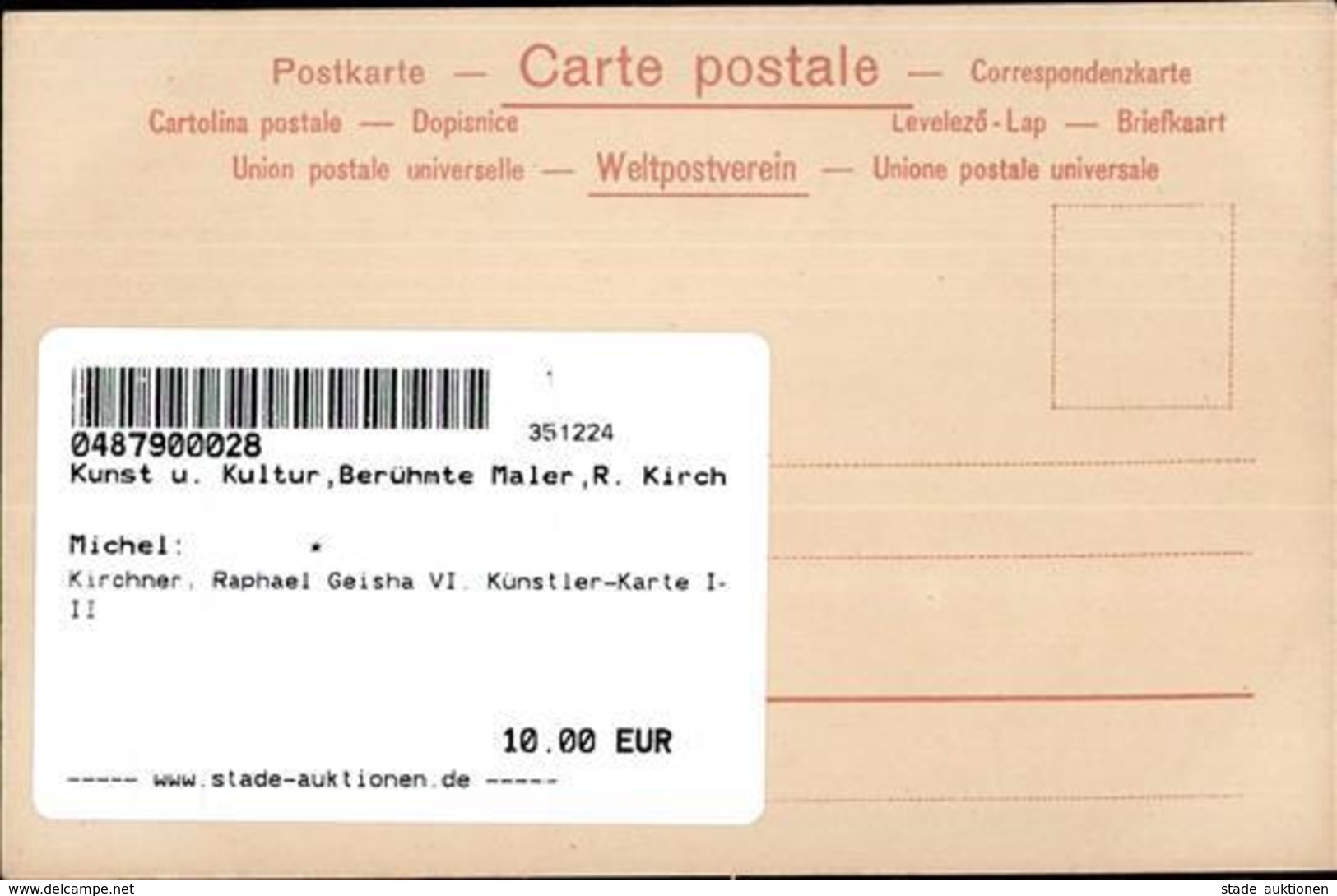 Kirchner, Raphael Geisha VI. Künstler-Karte I-II - Kirchner, Raphael
