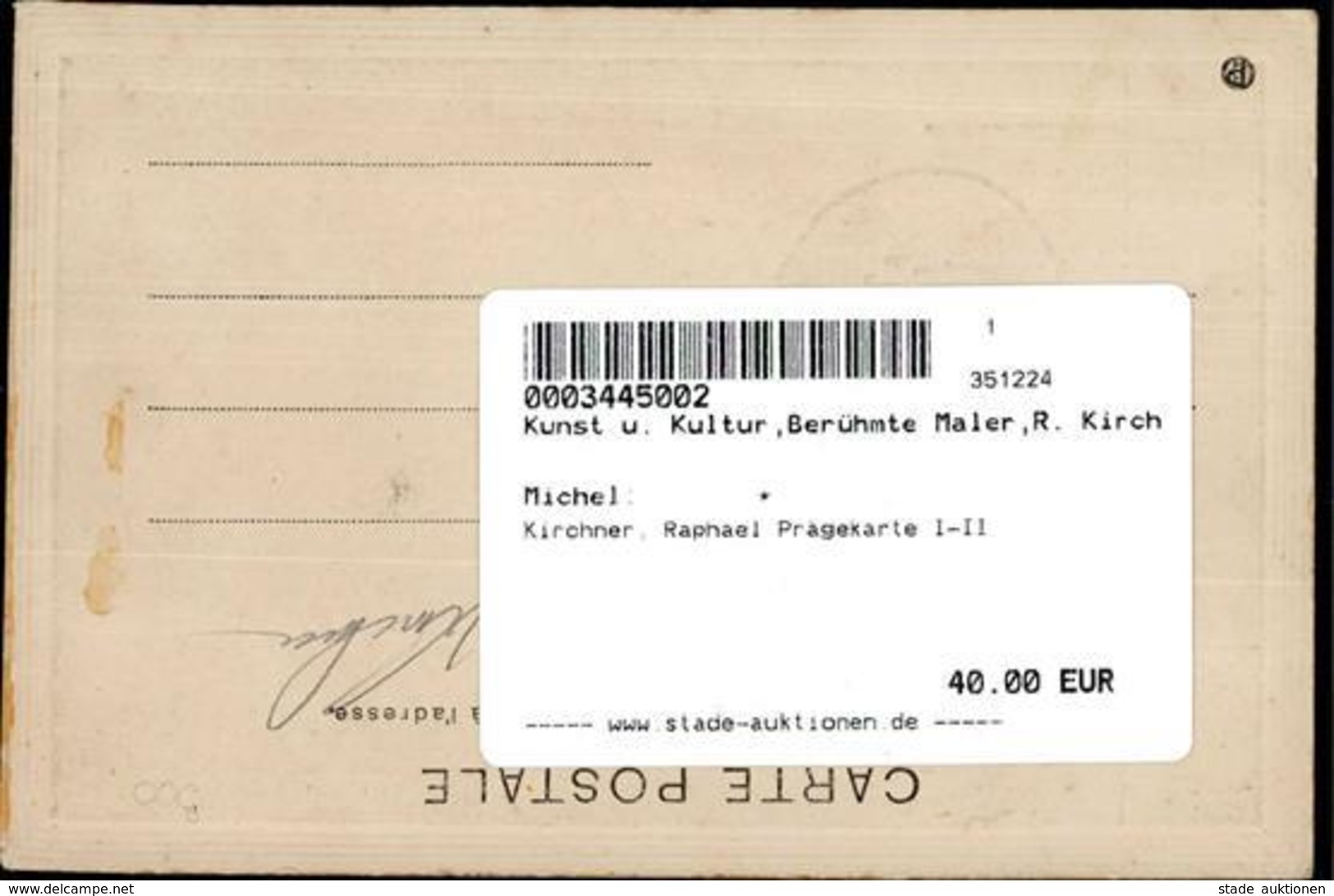 Kirchner, Raphael Prägekarte I-II - Kirchner, Raphael