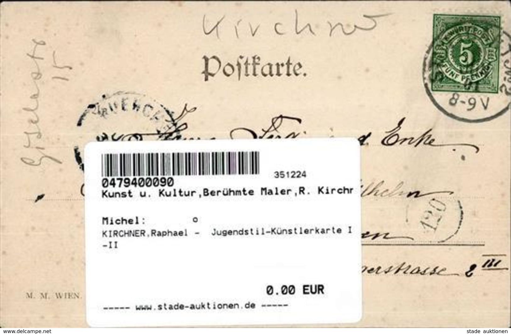 KIRCHNER,Raphael -  Jugendstil-Künstlerkarte I-II Art Nouveau - Kirchner, Raphael