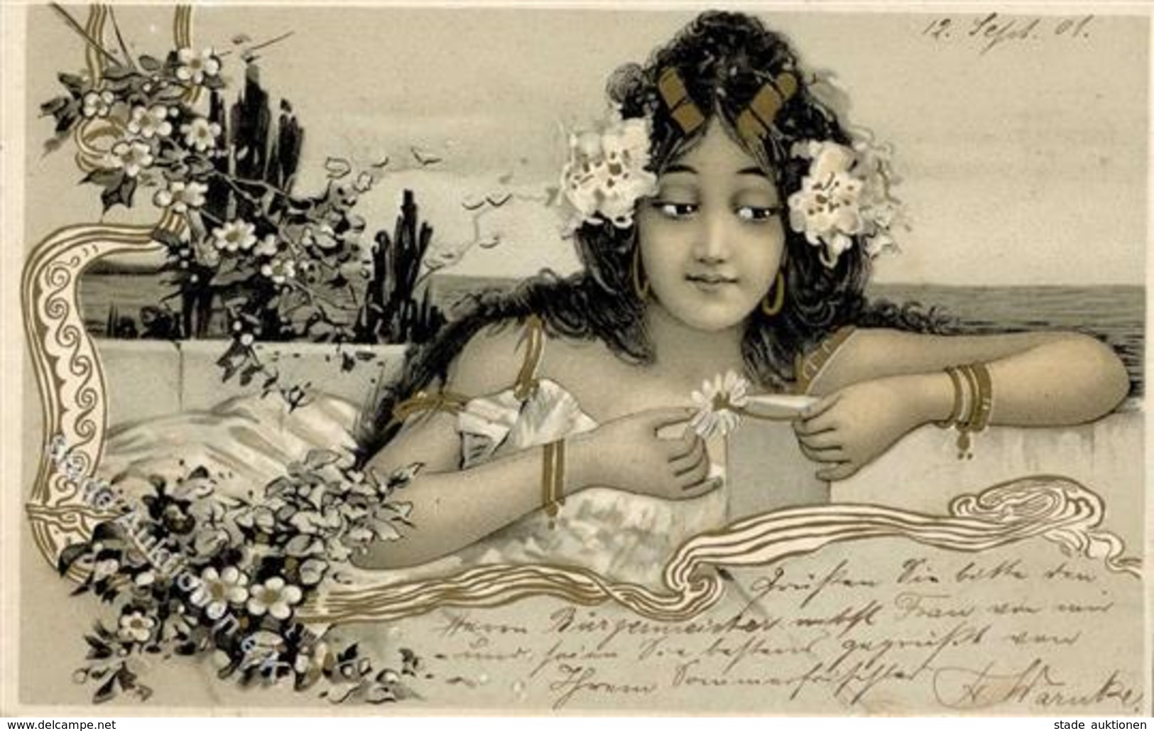 Jugendstil Frau  Künstlerkarte 1901 I-II Art Nouveau - Otros & Sin Clasificación