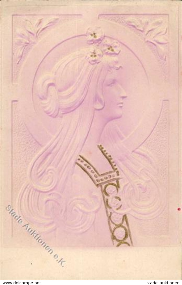 Jugendstil Frau  Prägedruck I-II Art Nouveau - Other & Unclassified