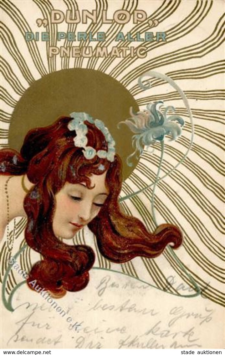 Jugendstil Frau Werbung Dunlop Künstlerkarte 1902 I-II Art Nouveau Publicite - Other & Unclassified