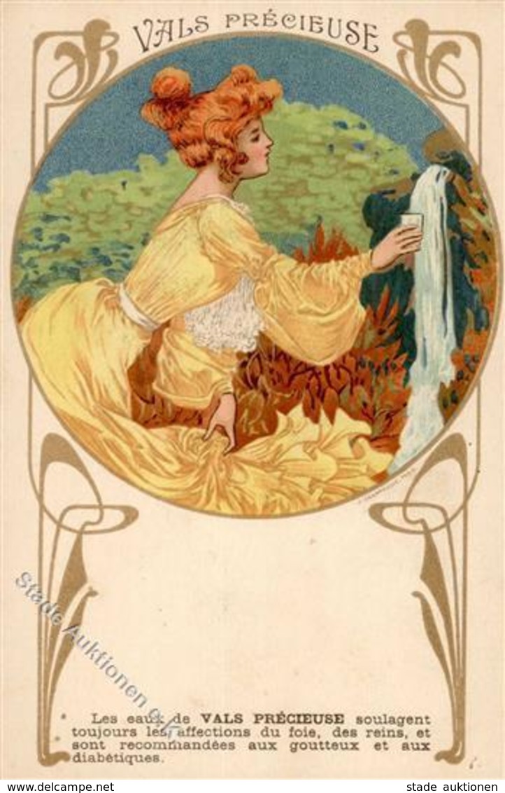 Jugendstil Frau Werbung Vals Precieuse Künstlerkarte I-II Art Nouveau Publicite - Sonstige & Ohne Zuordnung