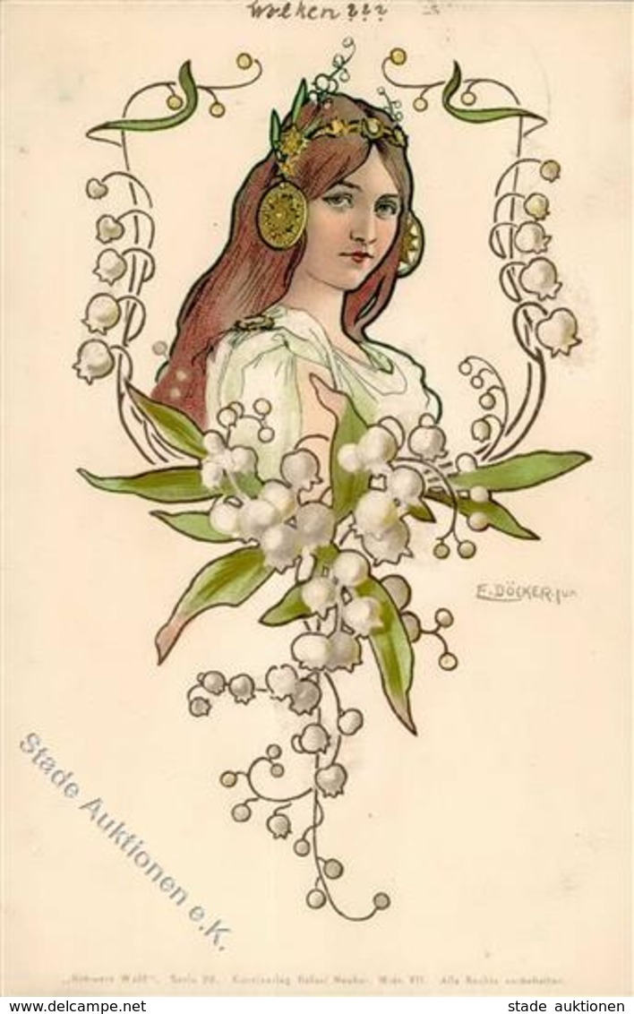 Döcker, E. Frau Jugendstil Künstlerkarte 1900 I-II Art Nouveau - Sonstige & Ohne Zuordnung