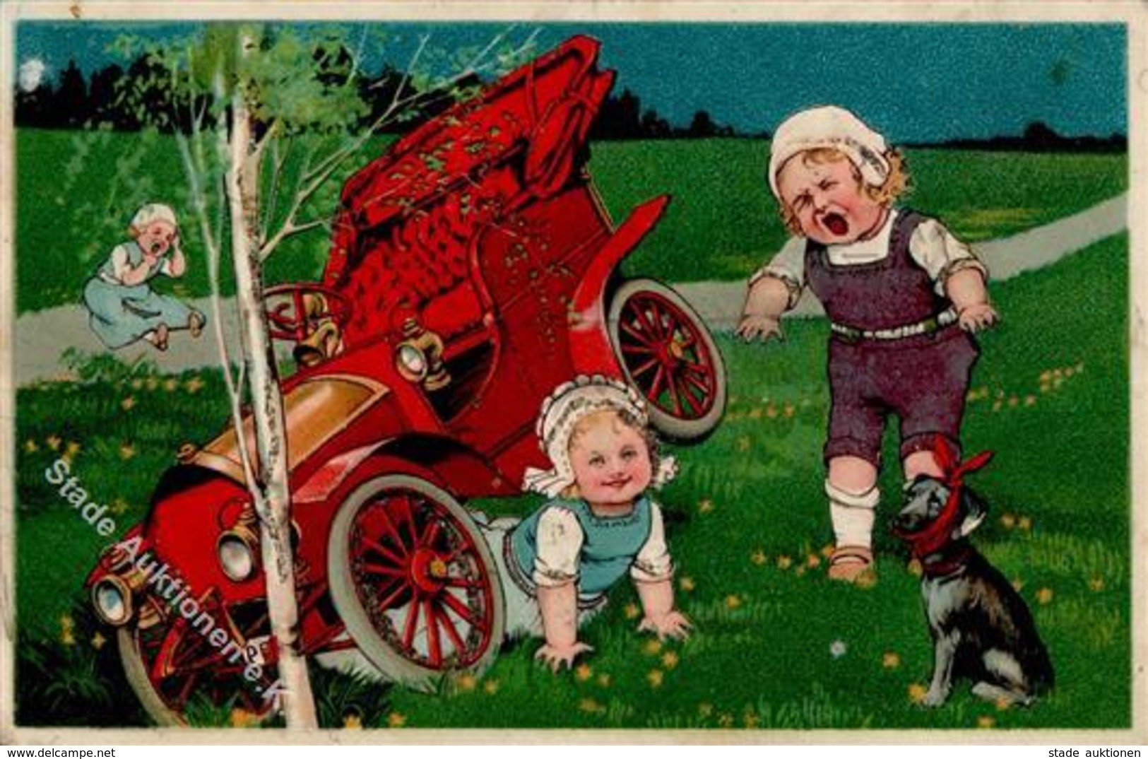 Flatscher, M. Kinder Auto  Prägedruck 1912 I-II - Sonstige & Ohne Zuordnung