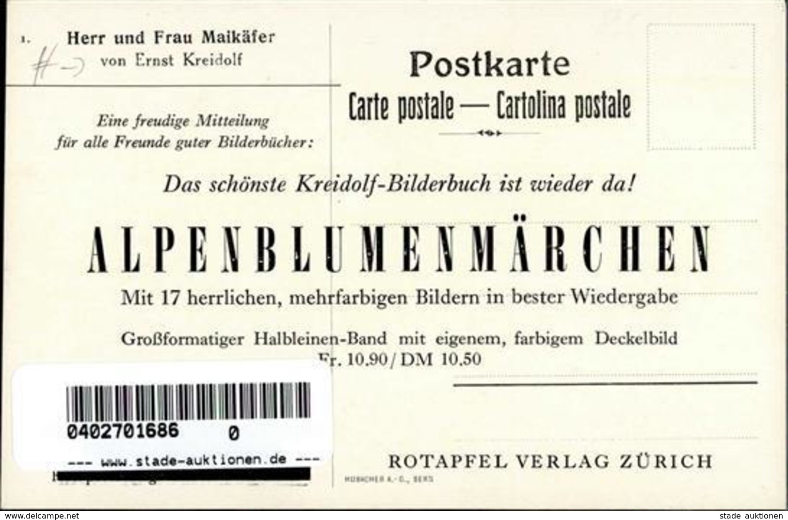 Kreidolf, Ernst Herr Und Frau Maikäfer Personifiziert Künstlerkarte I-II Hanneton - Sonstige & Ohne Zuordnung