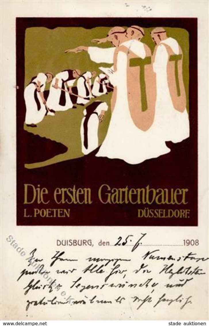 Künstler Duisburg (4100) Poeten, L. Die Ersten Gartenbauer Gartenbau Ausstellung  Künstlerkarte 1908 I-II Expo - Sonstige & Ohne Zuordnung