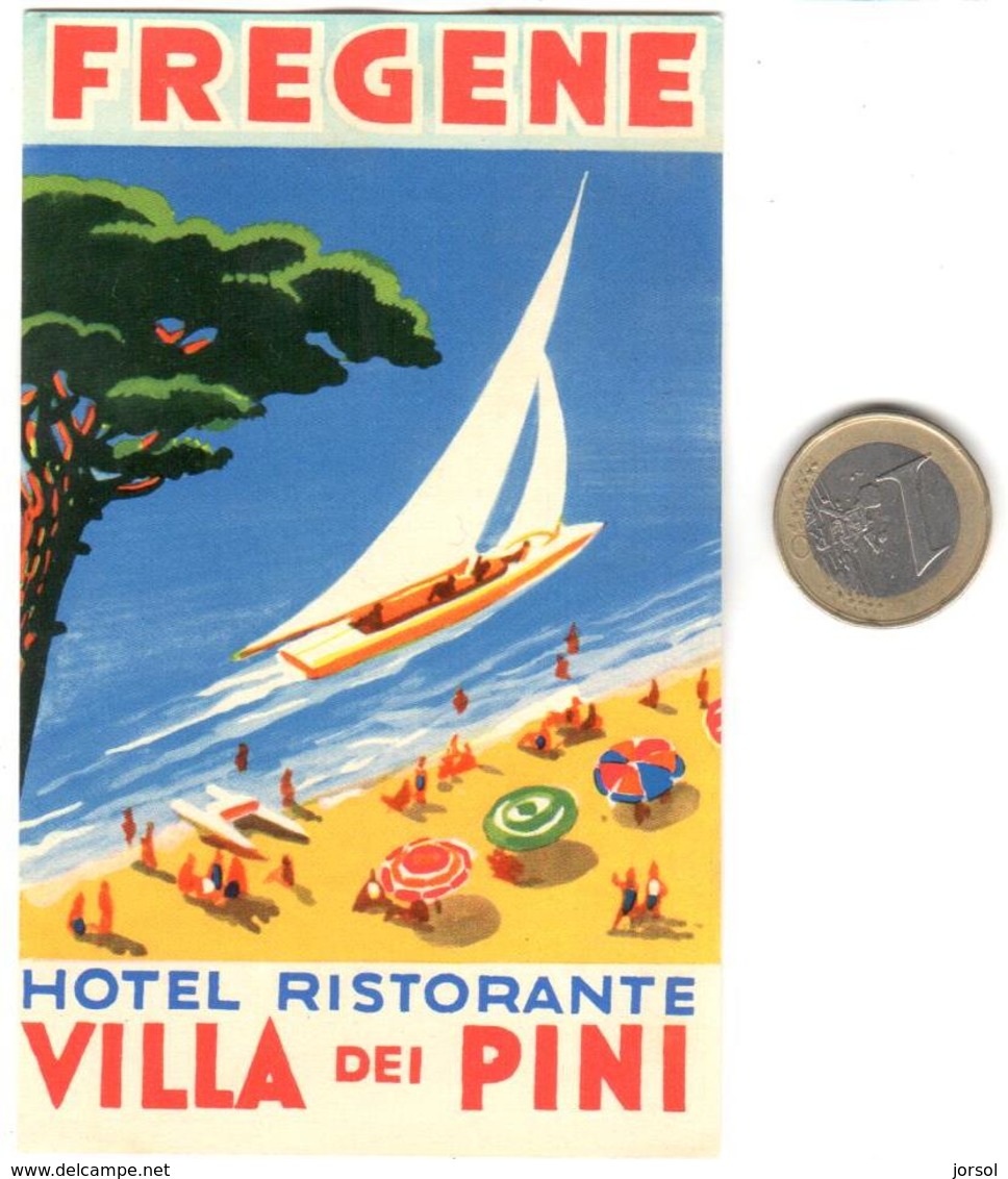 ETIQUETA DE HOTEL  -  HOTEL RISTORANTE VILLA DEI PINI  -FREGENE  -ITALIA - Etiquetas De Hotel