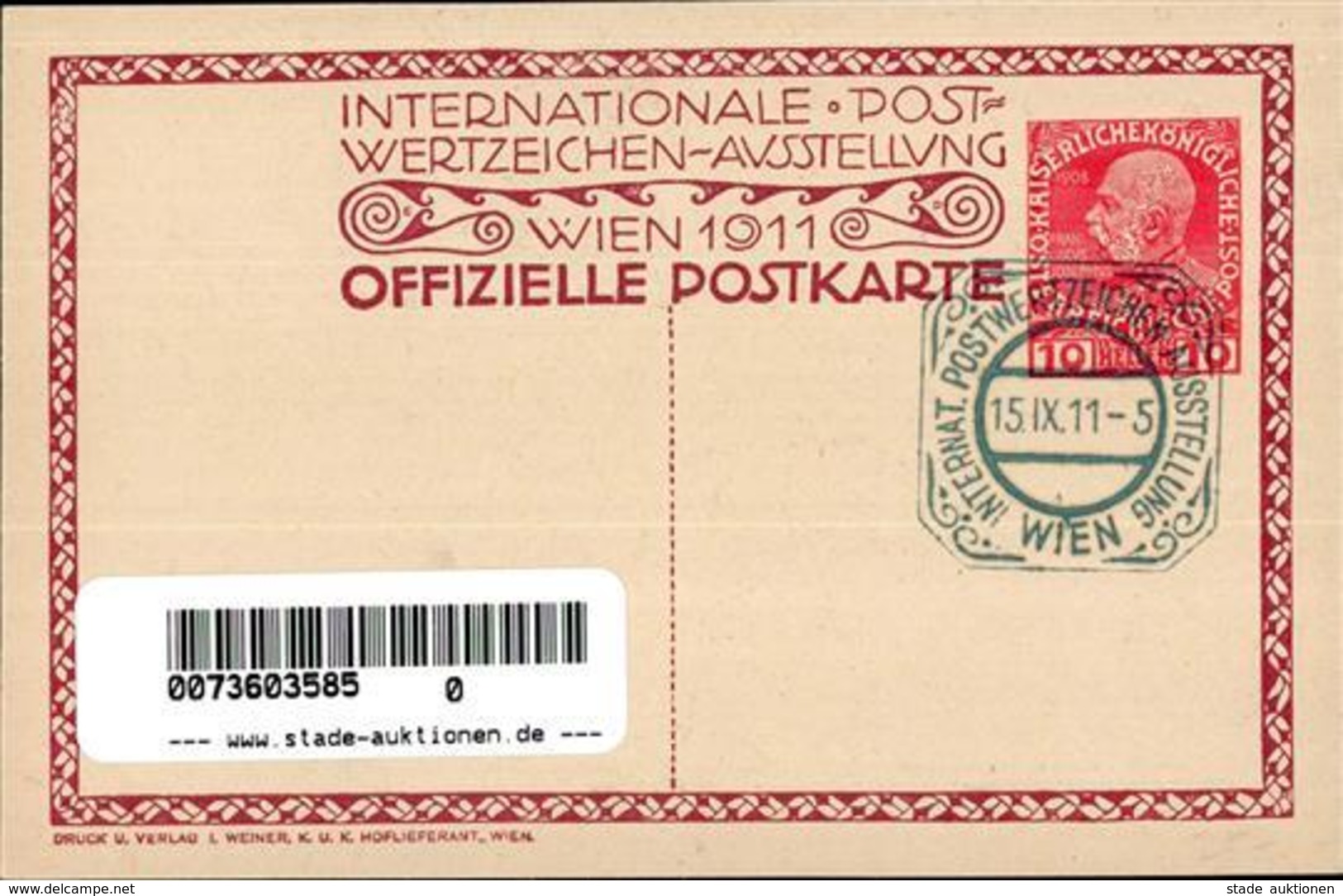 Puchinger, Erwin Int. Postwertzeichen Ausstellung Ganzsache 1911 I-II Expo - Sonstige & Ohne Zuordnung