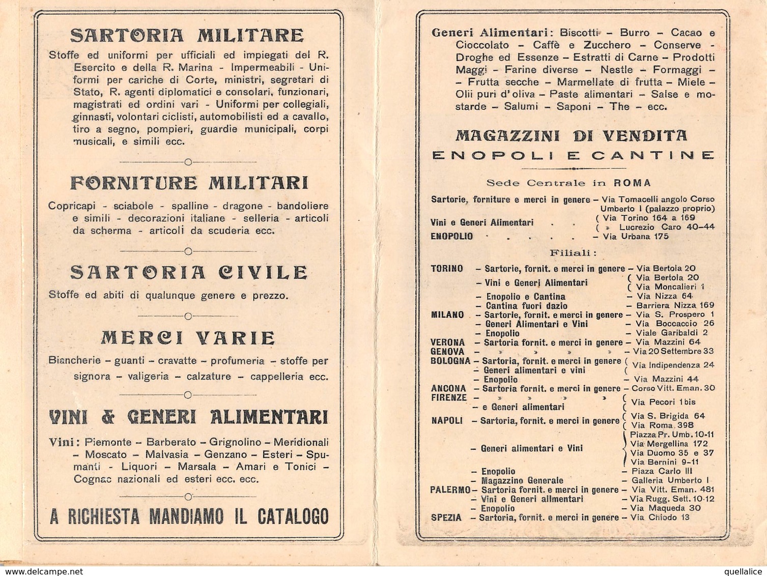 1084 "TORINO - COOPERATIVA UNIONE MILITARE - VENDITA VARI ARTICOLI" DEPLIANT ILLUSTRATIVO - Documenti