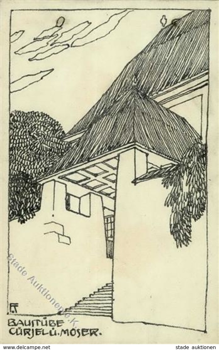 Architekt Moser, Karl U. Curjel, Robert Baustube  Künstlerkarte 1907 I-II - Other & Unclassified