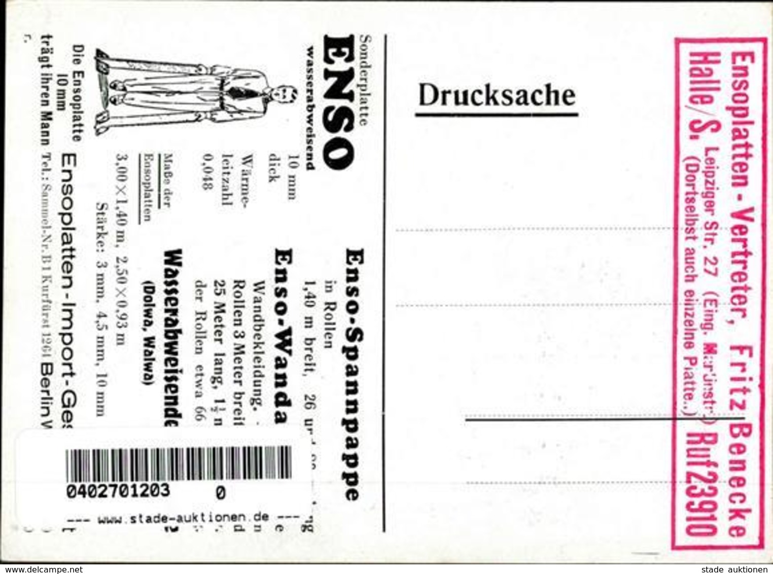 Architekt Velten (O1420) Rosenthal, Hans Ensoplatten Werbe AK I-II (fleckig) - Otros & Sin Clasificación