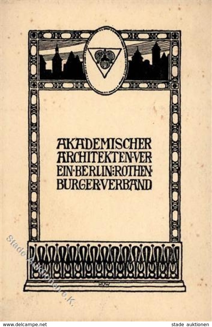 Architektur Berlin Mitte (1000) Akademischer Architekten Verein Rothenburger Verband Künstlerkarte 1909 I-II (fleckig) - Other & Unclassified