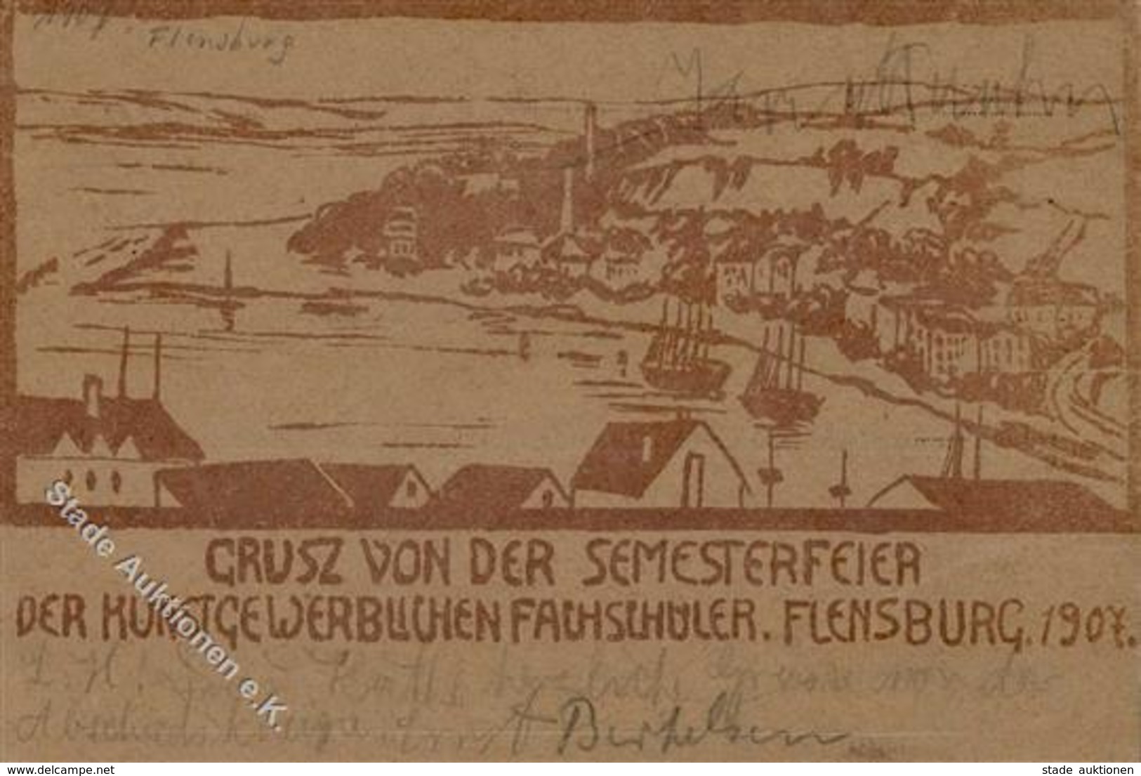Kunstgeschichte Flensburg (2390) Semesterfeier Kunstgewerblicher Fachschüler 1907 I-II - Other & Unclassified