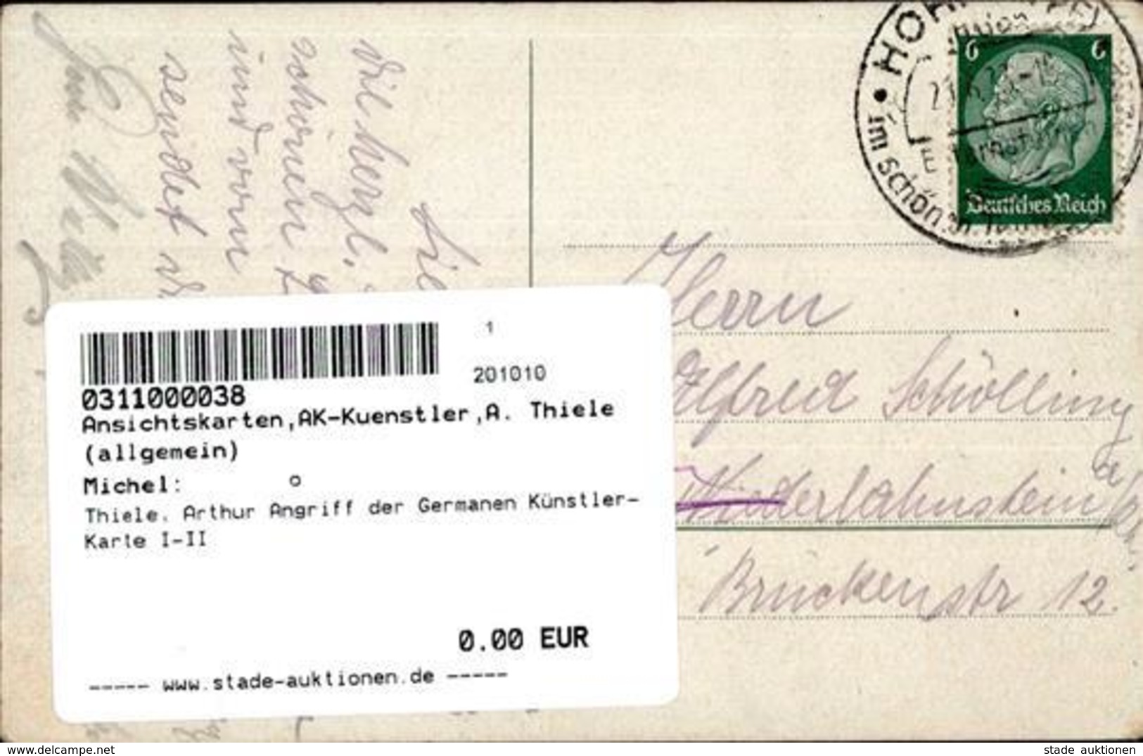 Thiele, Arthur Angriff Der Germanen Künstler-Karte I-II - Thiele, Arthur