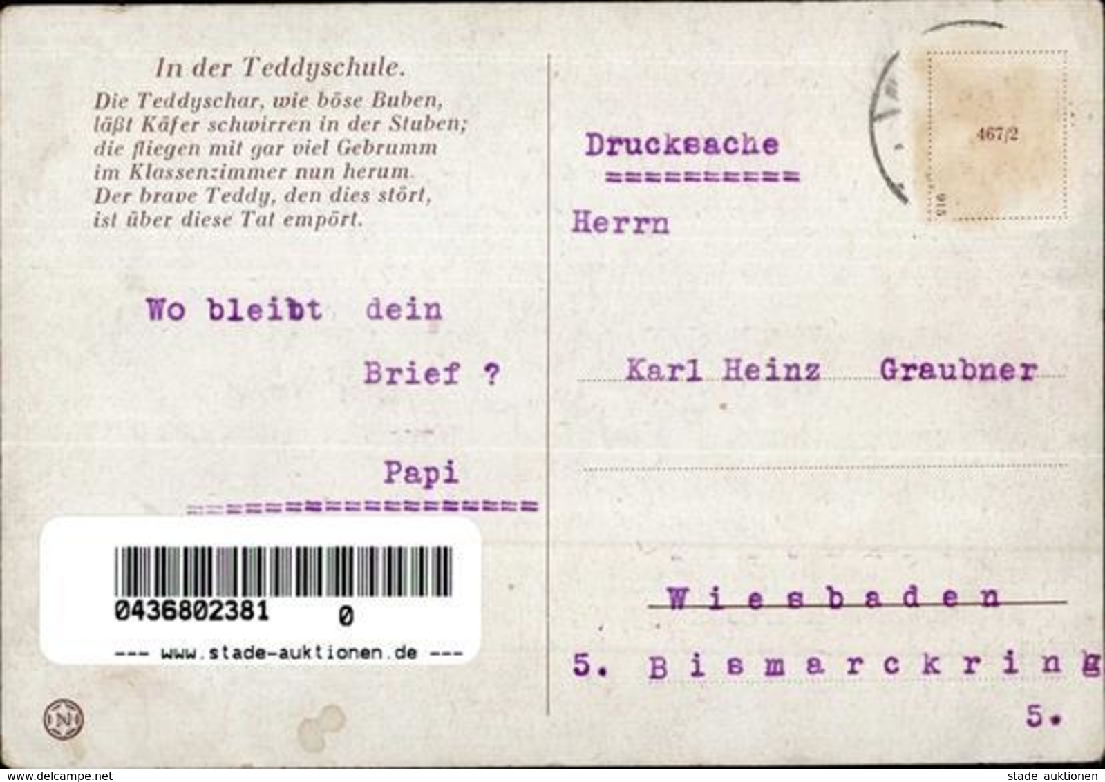 Thiele, Arthur Bären Personifiziert Künstlerkarte I-II (Marke Entfernt) - Thiele, Arthur