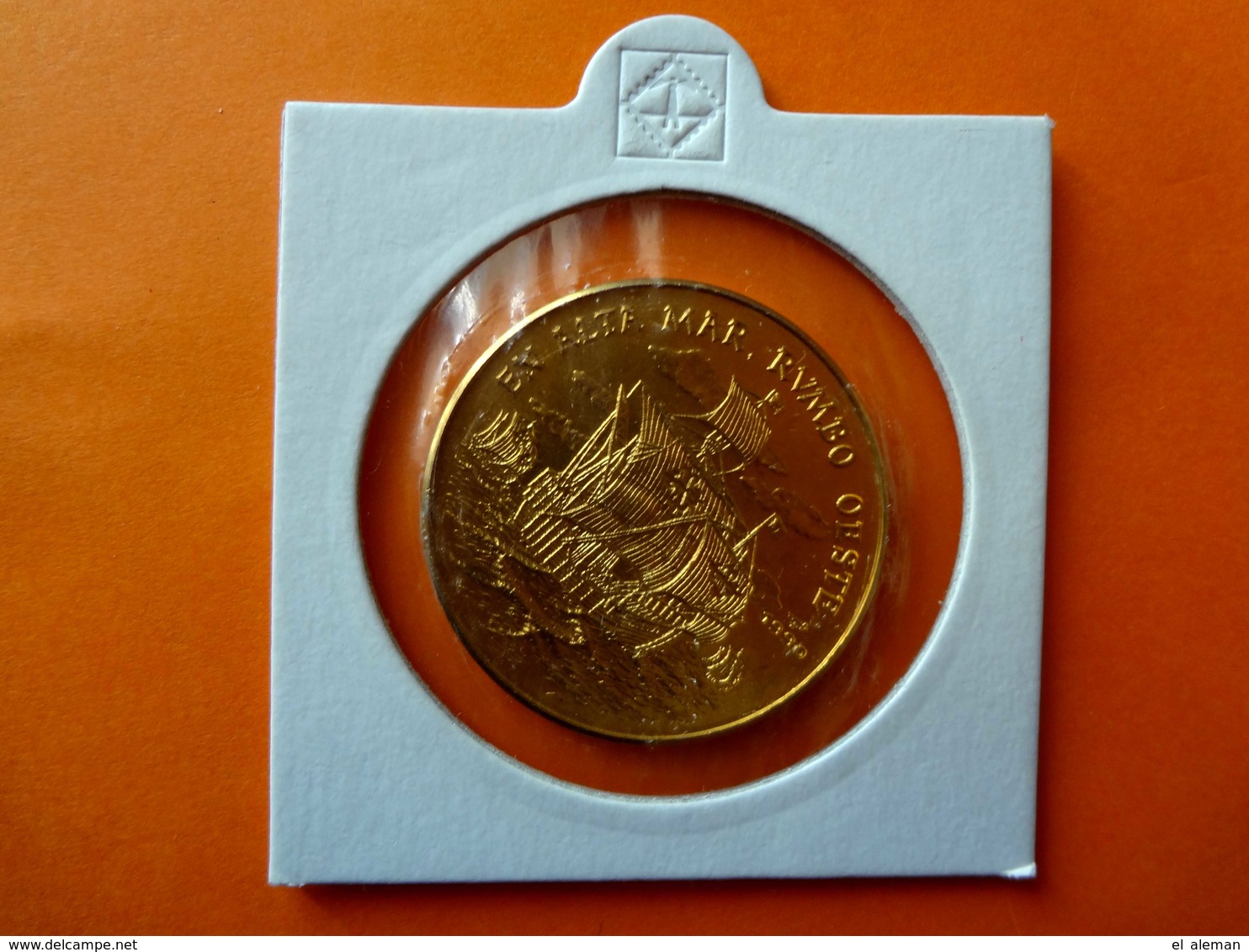 Kuba/ Cuba,Peso, 1990, EN ALTA MAR RUMBO OESTE, Vergoldet, Coin Gold-plated, Moneda Dorada - Kuba