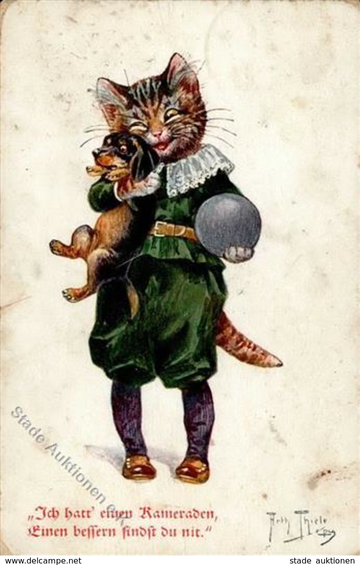 Thiele, Arthur Katze Personifiziert Dackel 1918 II (fleckig, Ecke Abgestoßen) Chat - Thiele, Arthur