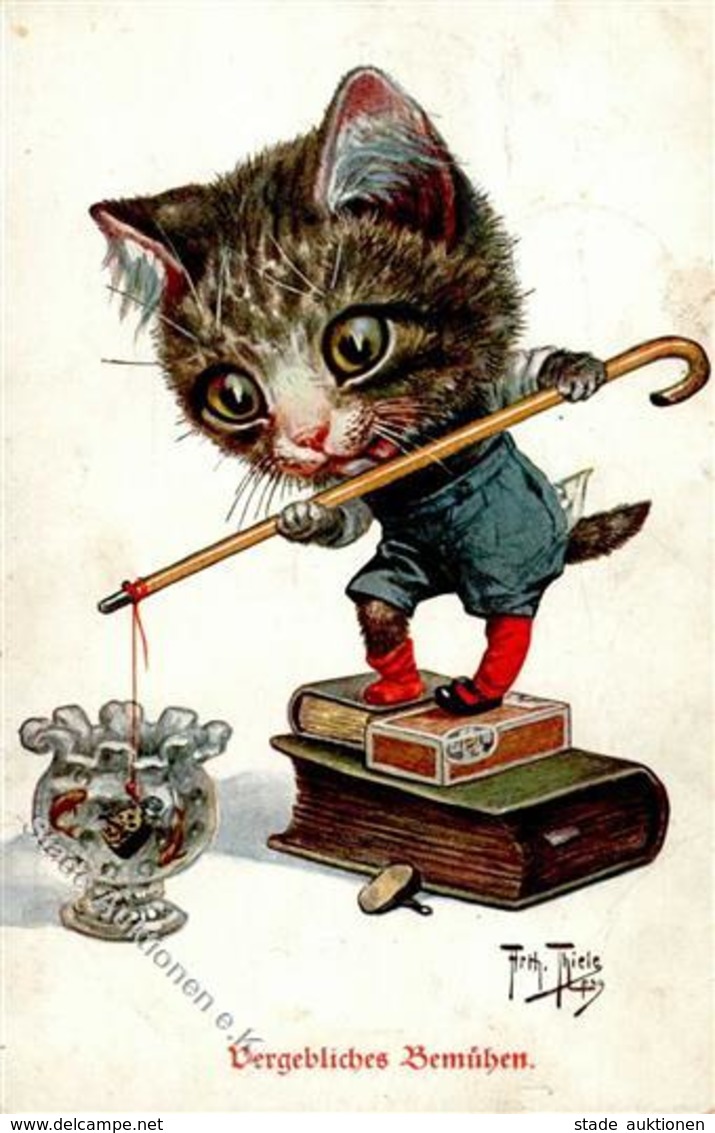 Thiele, Arthur Katzen Personifiziert  Künstlerkarte 1918 I-II Chat - Thiele, Arthur