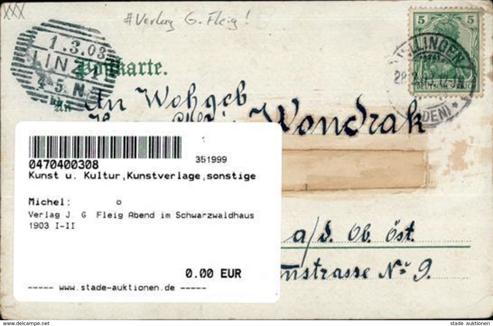 Verlag J. G. Fleig Abend Im Schwarzwaldhaus 1903 I-II - Other & Unclassified