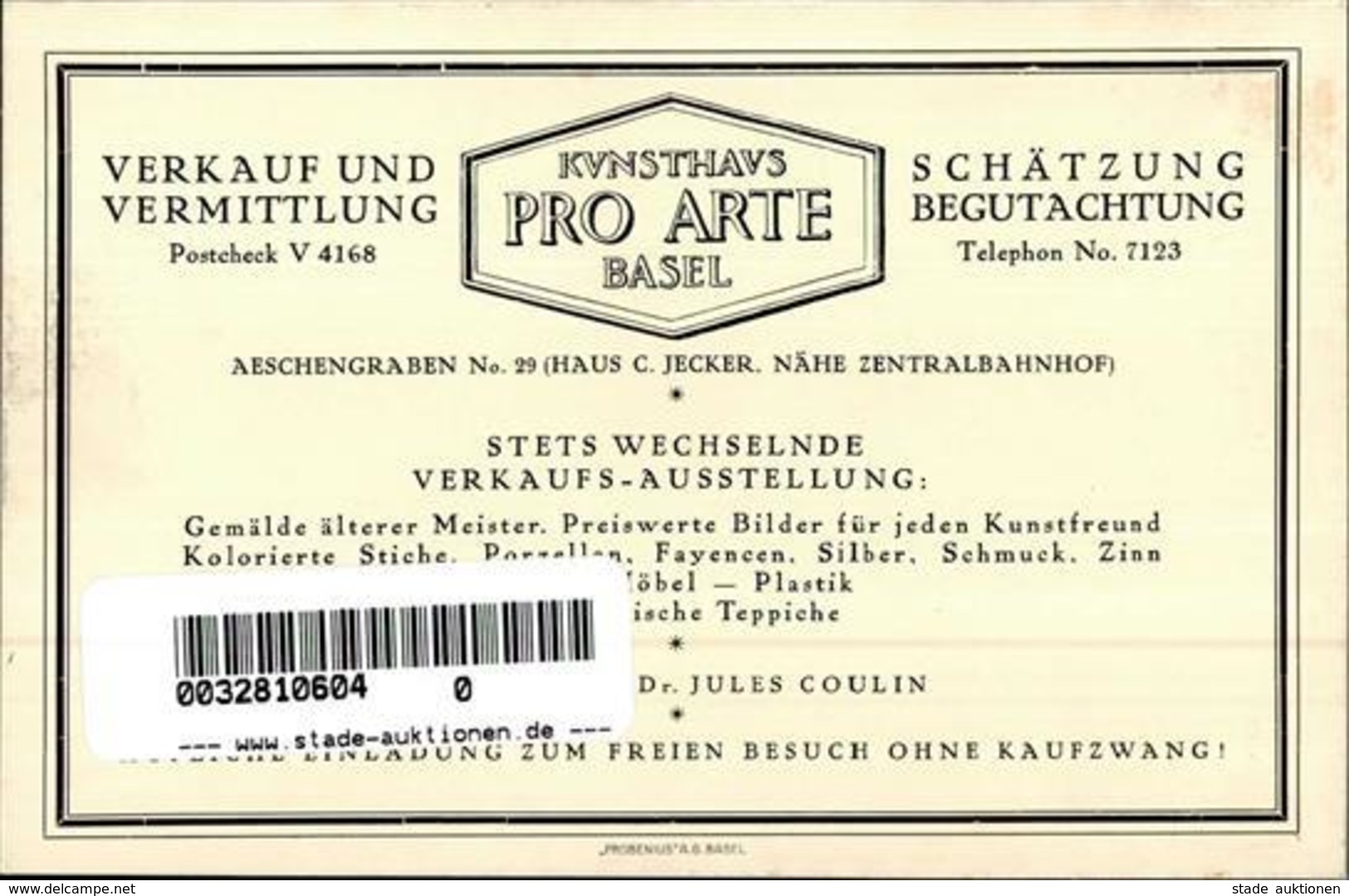 Kunst Basel (4000) Schweiz Kunsthaus Pro Arte I-II - Sonstige & Ohne Zuordnung
