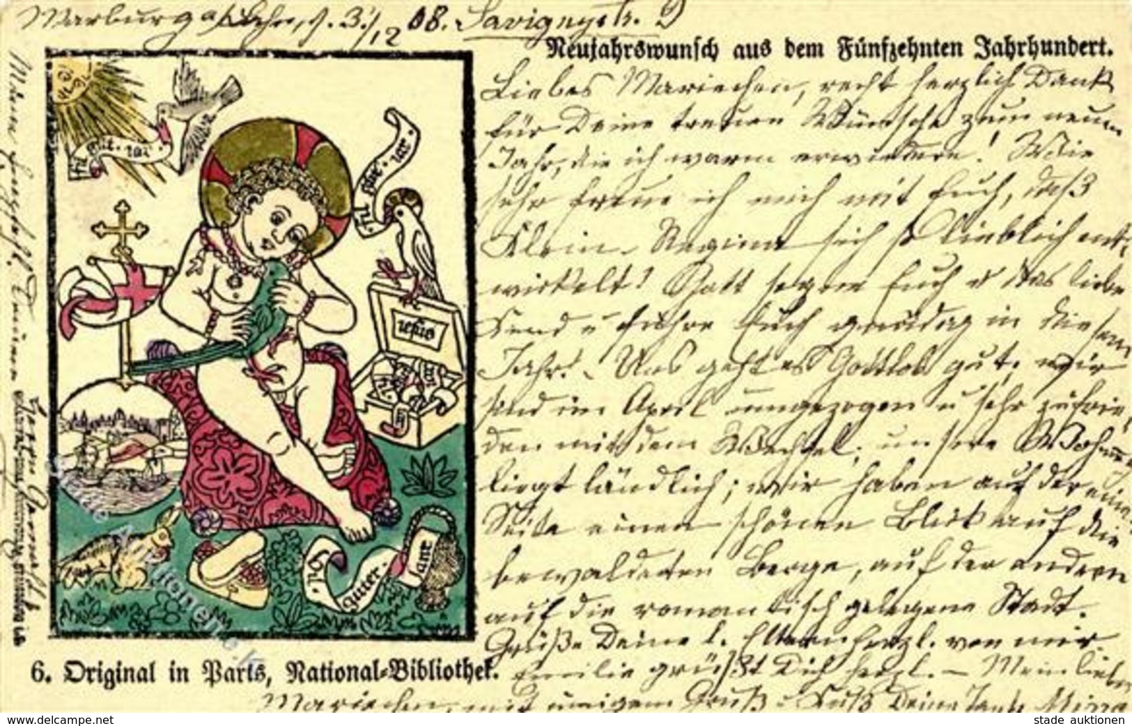 Kunstgeschichte Neujahrswunsch Aus Dem 15. Jahrhundert, Original In Paris 1908 I-II - Sonstige & Ohne Zuordnung
