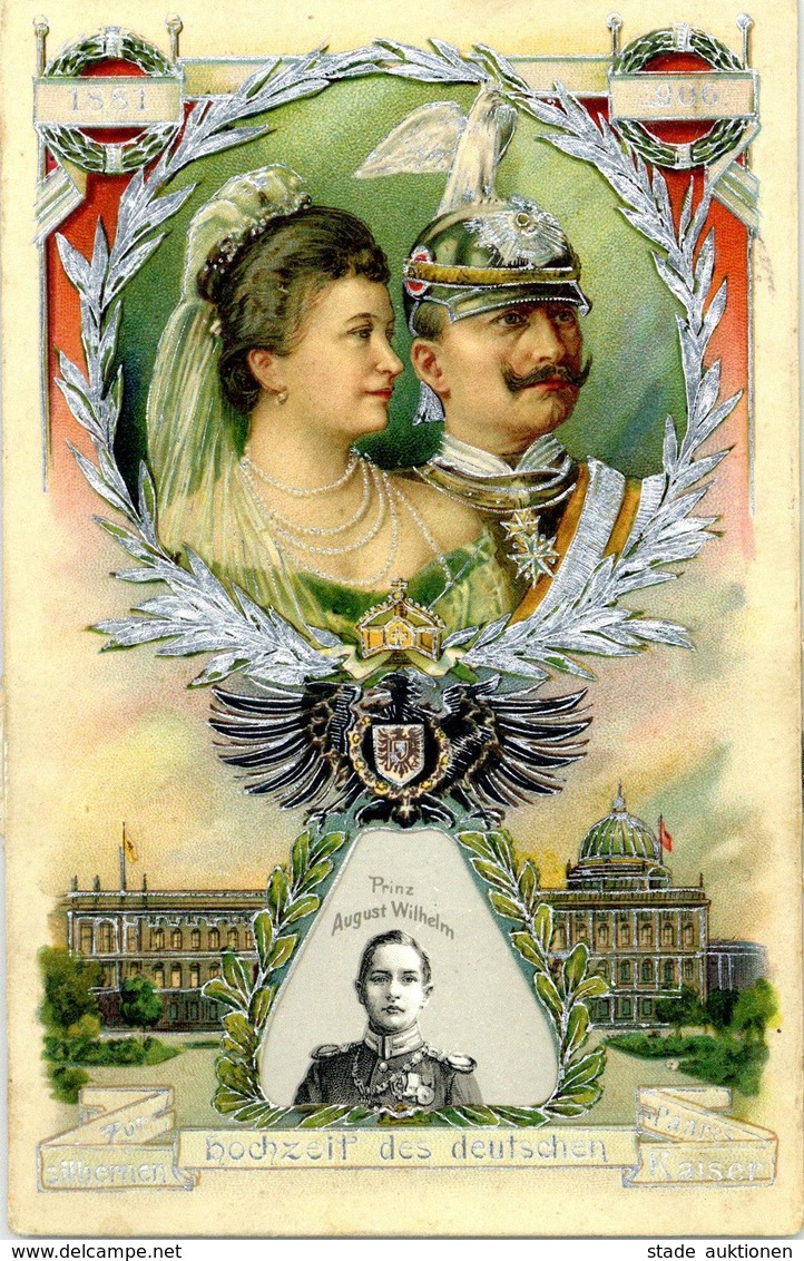 Mechanik-Karte Adel Kaiser Wilhelm II.  Silberhochzeit Dreh-Karte 1906 I-II - Unclassified