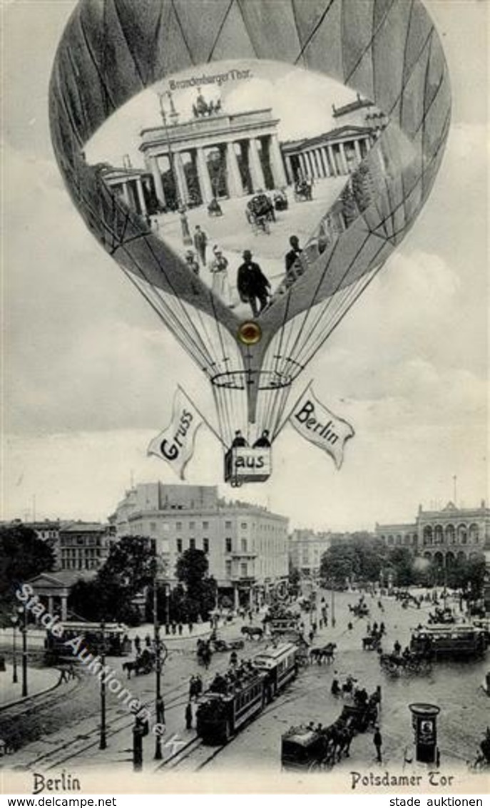 Mechanik-Karte Berlin (1000) Potsdamer Tor Ballon Dreh-Karte I-II - Ohne Zuordnung