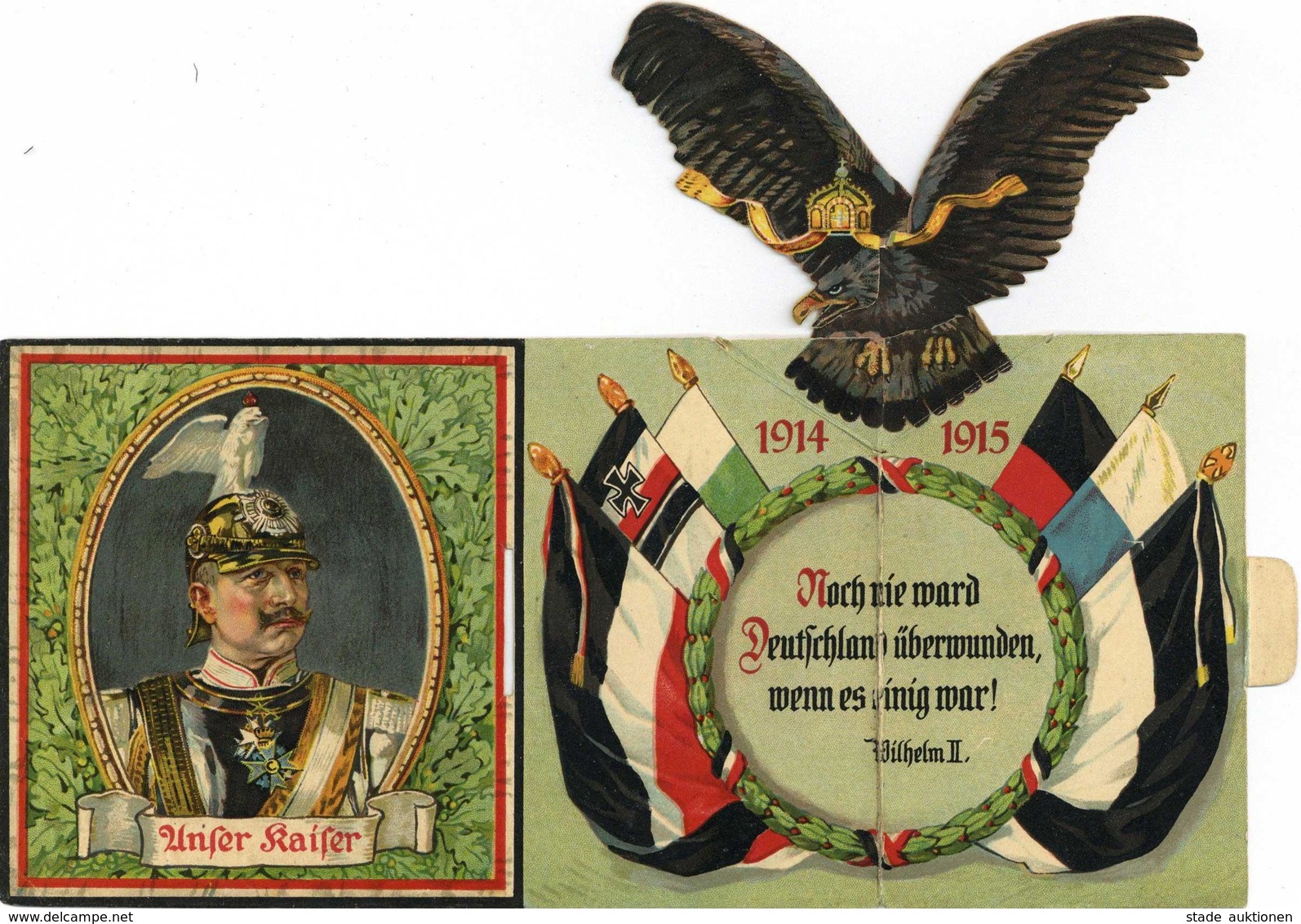 Mechanik-Karte Kaiser Wilhelm II. Reichsadler Klappkarte I-II - Unclassified