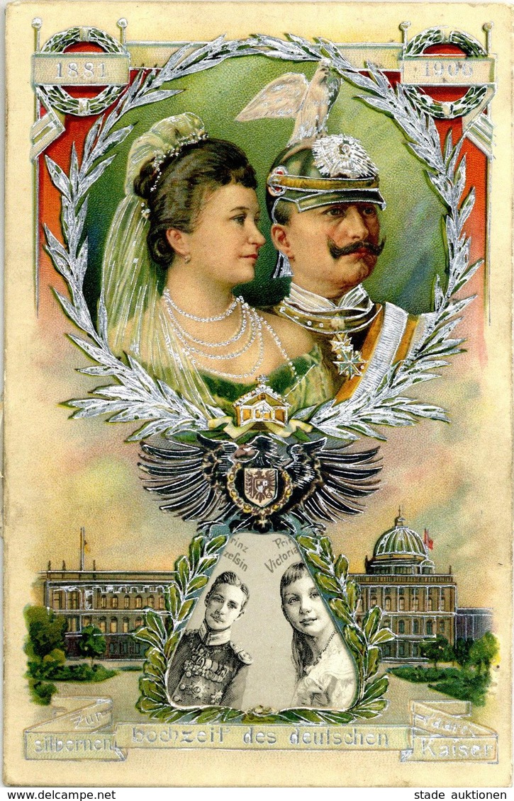 Mechanik-Karte Kaiser Wilhelm II. Silberhochzeit Drehkarte 1906 I-II - Ohne Zuordnung