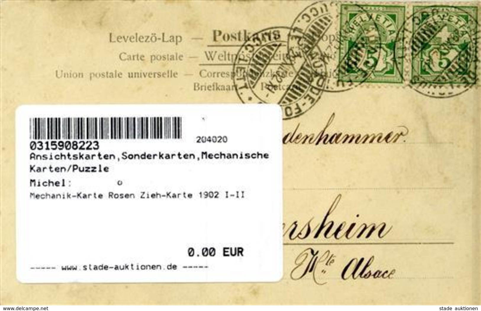 Mechanik-Karte Rosen Zieh-Karte 1902 I-II - Unclassified