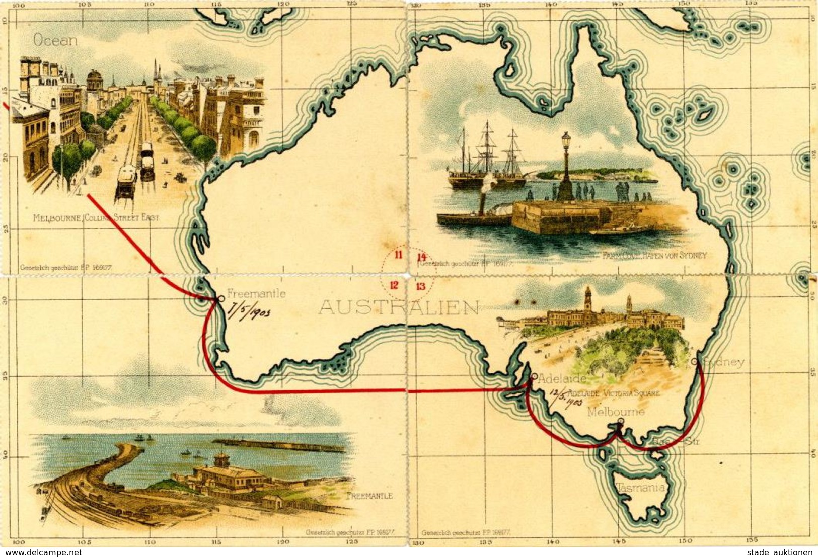 Puzzle Australien Litho 1903 I-II - Ohne Zuordnung
