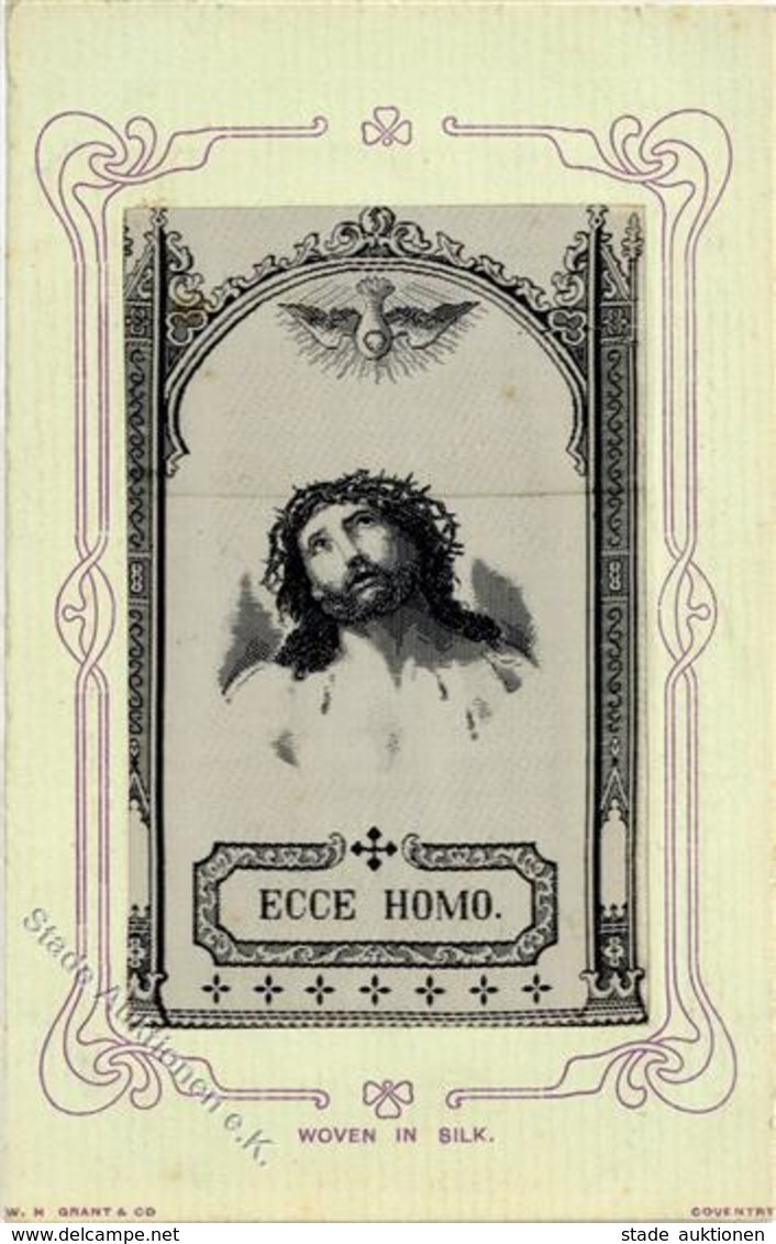 Seide Gewebt Ecce Homo Künstlerkarte I-II Soie - Other & Unclassified