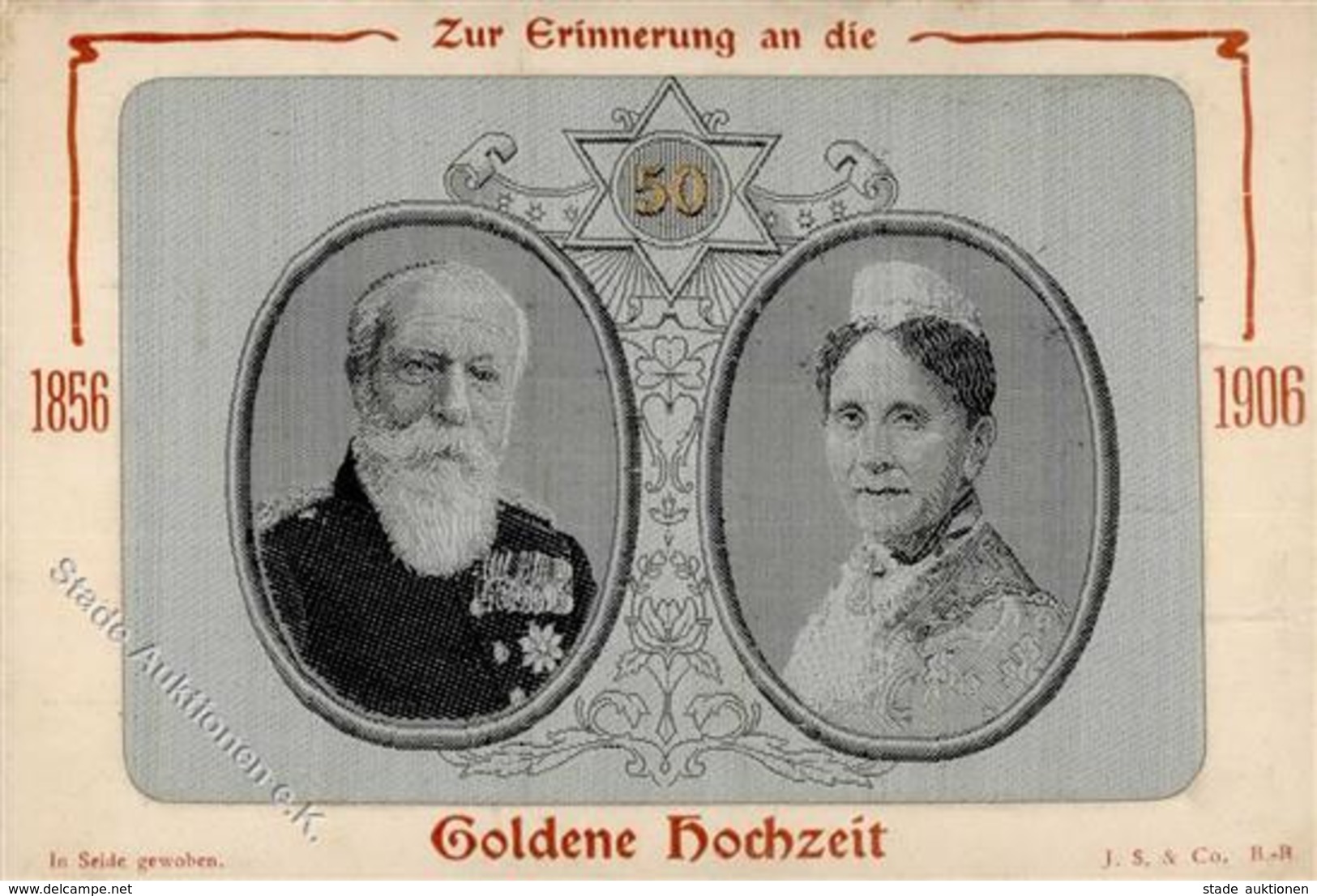 Seide Gewebt Großherzog Friedrich U. Großherzogin Luise Von Baden I-II Soie - Other & Unclassified