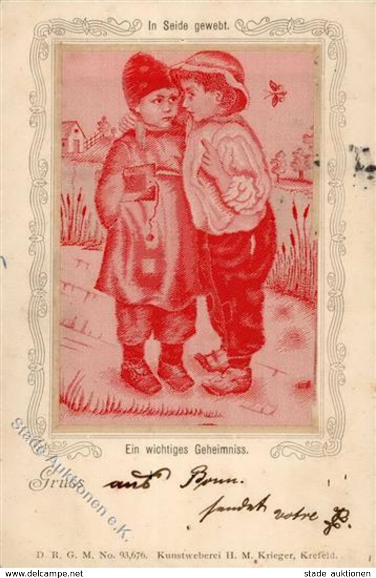 Seide Gewebt Kinder Künstlerkarte 1899 I-II Soie - Other & Unclassified